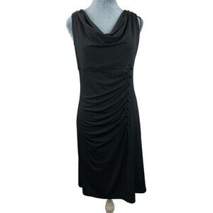 White House Black Market Women's 6 Sleeveless Cowl Neck With Ruched Black Dress